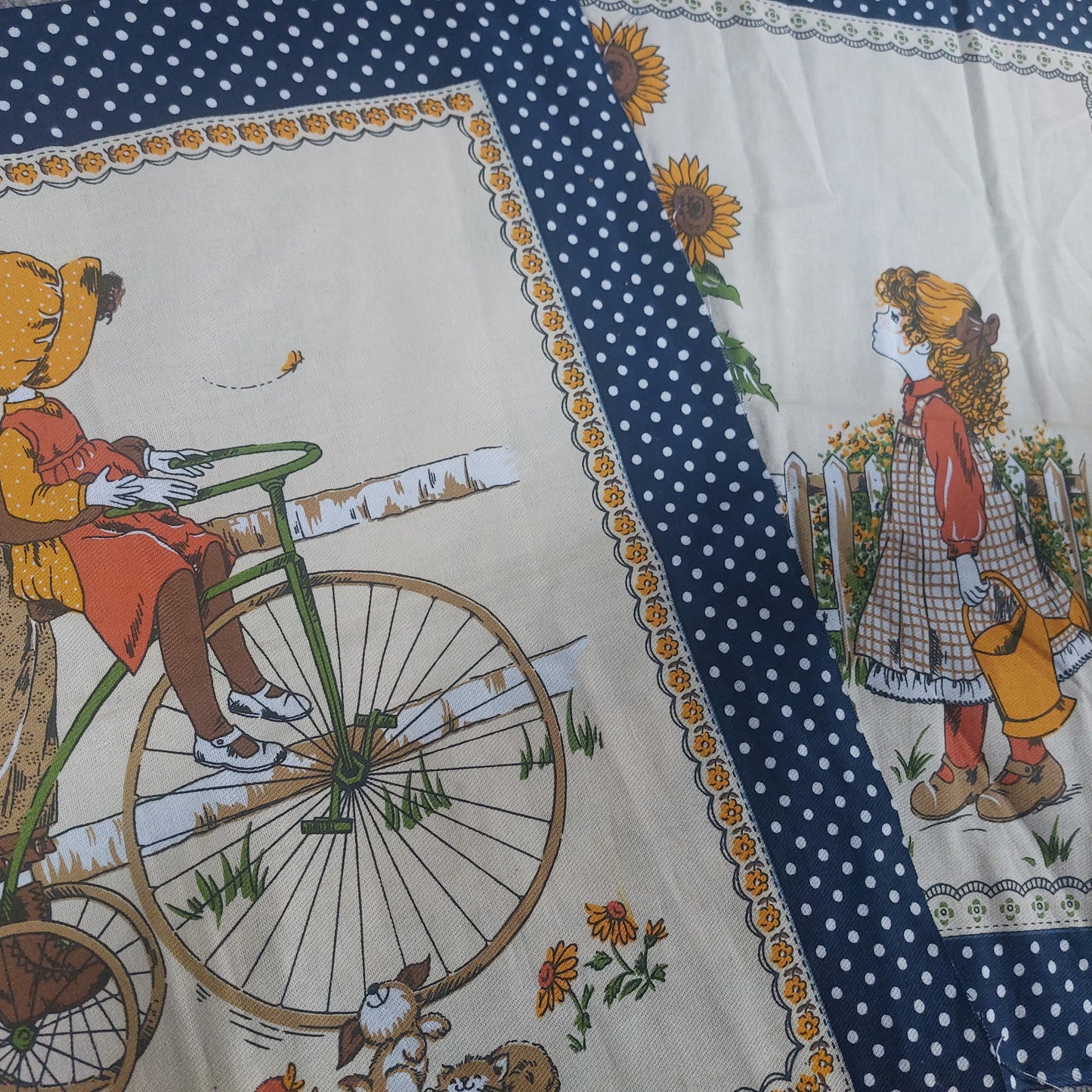 Duo of vintage fabric panels